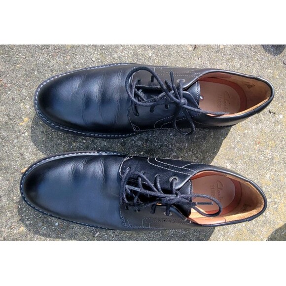 Mens Black Business Casual Black Leather Semi- Dress Shoes Clarks Brogue US 11 main image 8
